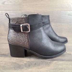 Self Esteem Young Girl Zip Up Boots Black Shimmer